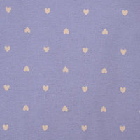 Flanelle de coton à motifs cœurs Longon Craft France : tissu flanelle lavande doux, idéal couture et loisirs créatifs, motif petits cœurs blancs réguliers, vendu au mètre.