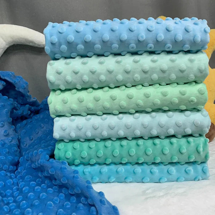 Tissu minky 3D à pois multicolore au mètre