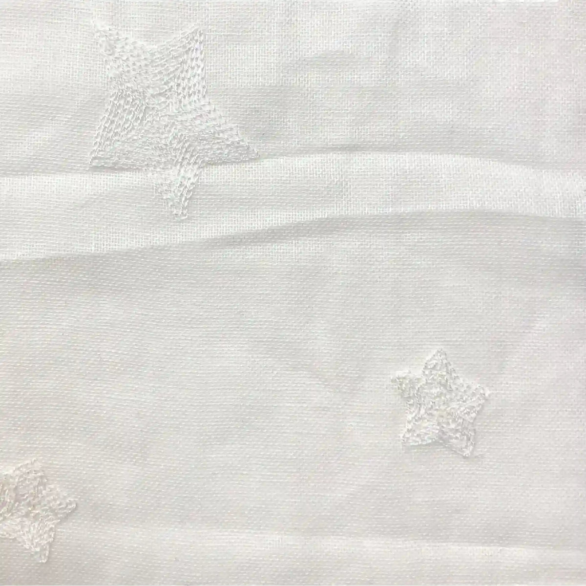 Le "Tissu brodé floral en gaze de lin au mètre" de Longan Craft France est un tissu de lin naturel et transparent avec de délicates broderies, idéal pour les vêtements de bébé ou comme tissu léger pour les robes d'été.