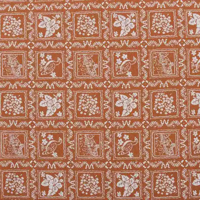 Longan Craft France présente Flanelle de coton fleurie au mètre : tissu flanelle imprimé coloré d'automne, motifs floraux et oiseaux sur fond brun, idéal pour robes, vêtements d'hiver et créations couture.