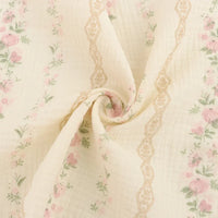 Tissu double gaze de coton à motif floral au mètre