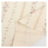 Tissu double gaze de coton à motif floral au mètre