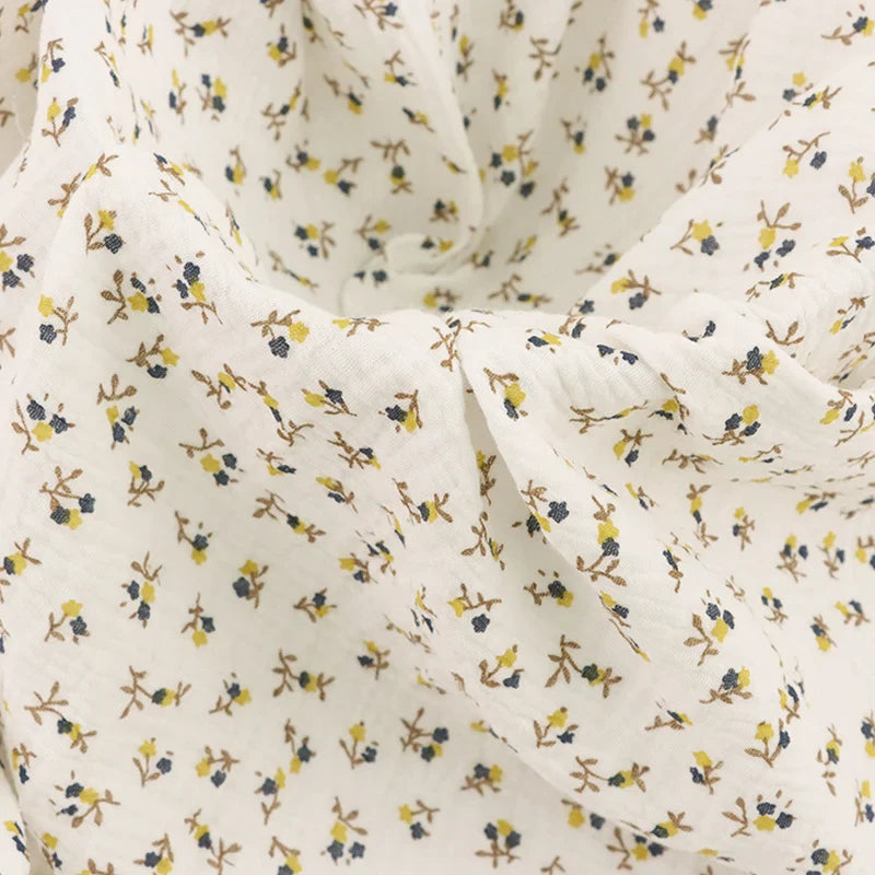 Tissu double gaze de coton à motif floral au mètre