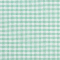 Gros plan sur le Tissu popeline vichy au mètre de Longan Craft France, un tissu 100 % coton popeline 40S vert clair et blanc à petits carreaux, parfait pour les chemises, les robes ou les nappes.