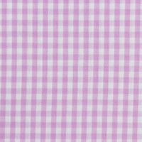 Gros plan sur le tissu popeline vichy au mètre de Longan Craft France, une popeline légère 40S à carreaux rose et blanc 100% coton, parfaite pour chemises, robes ou nappes d'été.