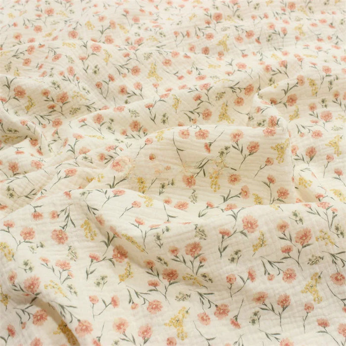 Double gaze de coton imprimée petites fleurs au mètre