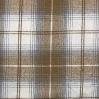 Gros plan sur le tissu en flanelle à carreaux pour l'automne au mètre de Longon Craft France, un mélange polyester-coton doux et confortable, idéal pour robes, chemises et couture de vêtements d'hiver.