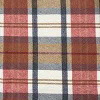 Le tissu en flanelle à carreaux pour l'automne de Longon Craft France, en polyester-coton, offre des motifs rouges, bruns, gris et blancs formant de grands carrés-parfait pour robes et chemises d'hiver.