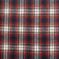 Le Tissu en flanelle à carreaux pour l'automne au mètre de Longon Craft France est un tissu polyester-coton doux, confortable et parfait pour robes, chemises ou couture. Motif rouge, noir et blanc à carrés réguliers.