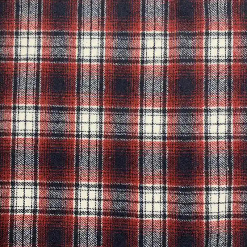 Le Tissu en flanelle à carreaux pour l'automne au mètre de Longon Craft France est un tissu polyester-coton doux, confortable et parfait pour robes, chemises ou couture. Motif rouge, noir et blanc à carrés réguliers.