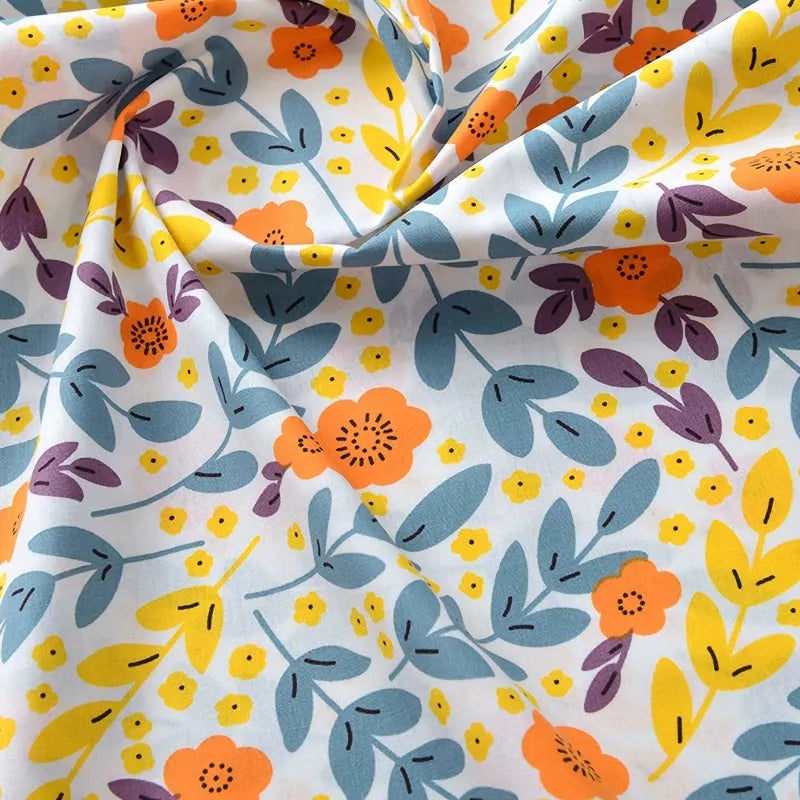 Le Tissu popeline de coton imprimé au mètre de Longan Craft France est un tissu 100% coton à motifs floraux colorés, idéal pour DIY, quilting, nappes, robes et chemises.