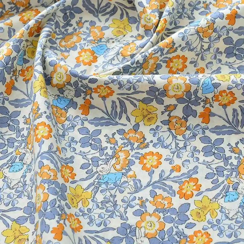Tissu popeline de coton imprimé au mètre Longan Craft France, 100% coton motifs floraux, idéal pour DIY, quilting, nappes, robes ou chemises. Parfait pour ajouter une touche de charme à tous vos projets créatifs.