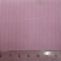Popeline rayée rose et blanche tissée unie rayée au mètre par Longan Craft France, tissu de coton présenté avec une règle (7-14 cm), idéal pour coudre des chemises, des robes, ou des nappes.