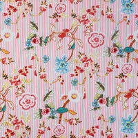 Tissu voile de coton rayé à fleurs au mètre