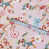 Tissu voile de coton rayé à fleurs au mètre