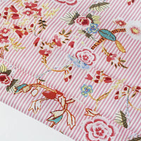 Tissu voile de coton rayé à fleurs au mètre