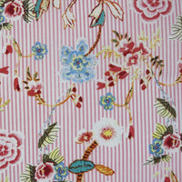 Tissu voile de coton rayé à fleurs au mètre